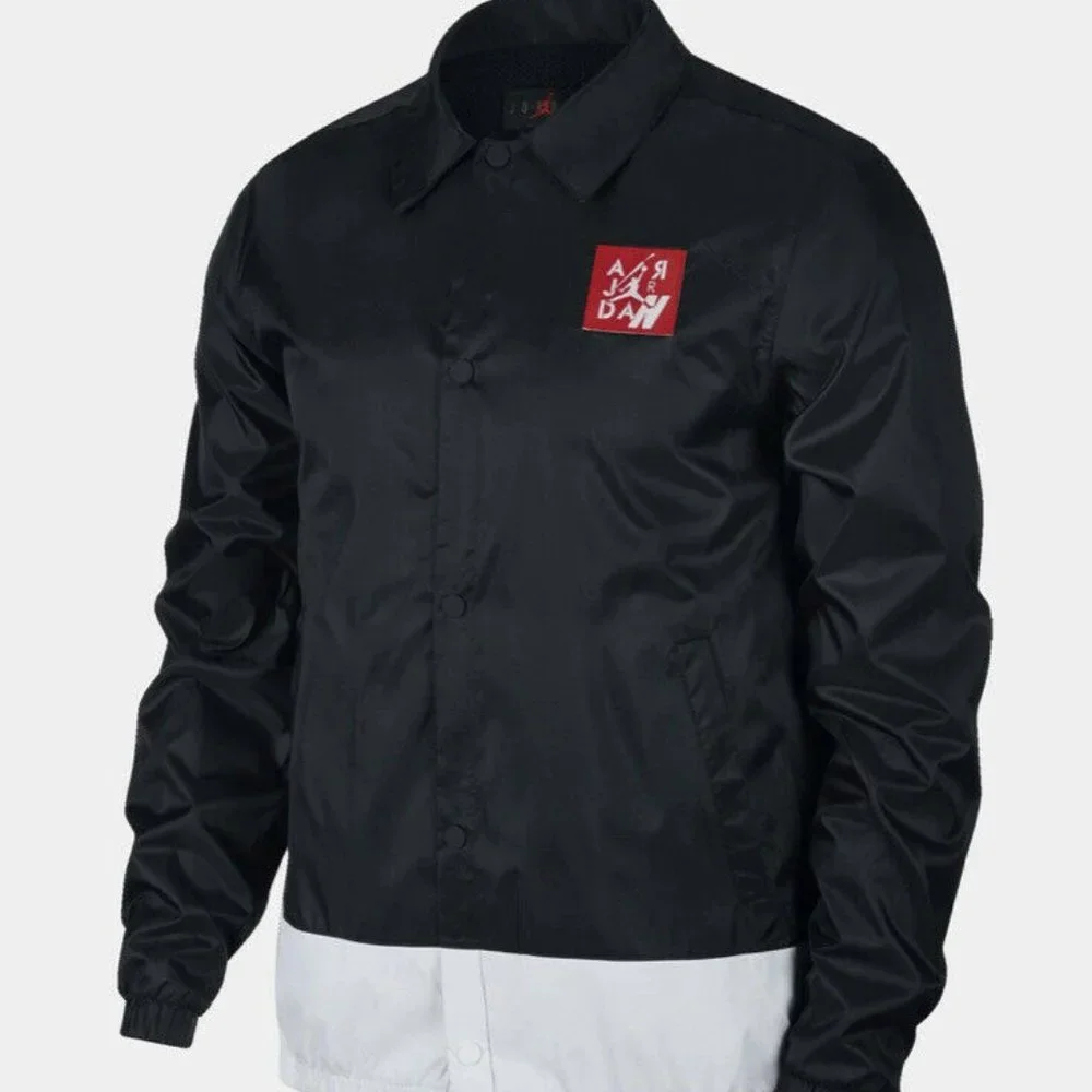 Nike AIR Jordan Legacy AJ 4 Men's Coaches Jacket Black CI0253-010 Size M $125